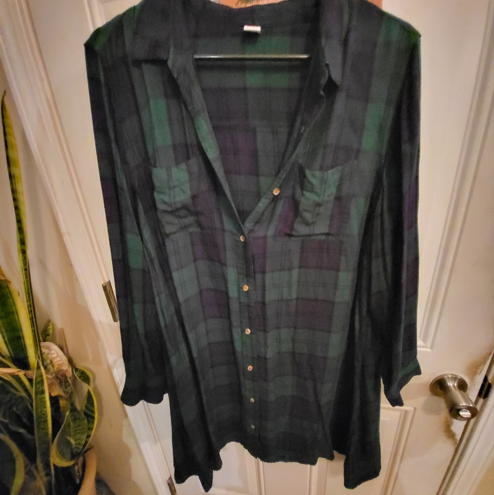 Flannel Green Midi Dress